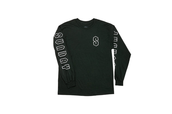 Sunday Cool S Long Sleeve (Forest Green with White Ink)
