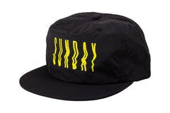 Sunday High Wave Nylon Snapback Hat (Black with Neon Yellow Screen Print)